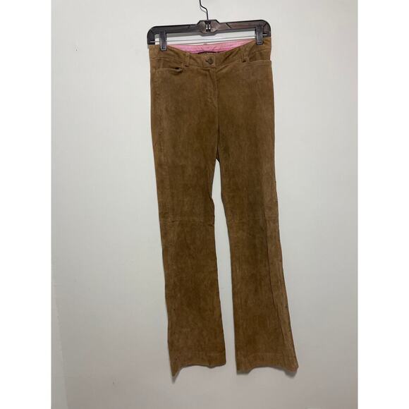 Luciano Barbera women’s size 2 brown leather pants, pockets, button fly4 - Picture 1 of 10